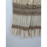 NAOO Womens Boho Maxi Skirt Size L Cream Shimmer Tiered Gypsy Hippie Earthy Size L Photo 2