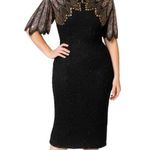 Vntg 1980 Carina Hand Beaded Silk Dress Art Deco Sequin Dress Black Gold Rainbow Photo 0