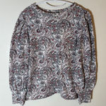 Loft  Paisley Floral Puff Sleeve Terry Sweatshirt Size LP Photo 0