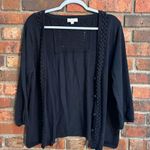 Joseph A  womens crochet knit button front cardigan sweater black L Photo 2