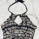 Island Escape Marrakesh Horizon Tankini Top Shirring Black Beige High Neck Sz 6 Photo 2