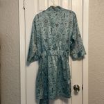 Vintage Cabernet Robe w/ Pockets, Teal w/ Brown Floral Design, Size Large Green Photo 2