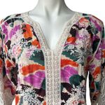 Democracy  3/4 Sleeve V-Notch Neck Scallop Edge Boho Top, Sz Petite M Photo 8