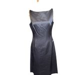 Sleek Black Boat Neck Sleeveless Sheath Dress Knee Length Elegant Formal Size 6 Photo 1