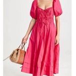 Ulla Johnson Palma Midi Dress Hot Pink Orchid Puff Shoulder Size 0 Cotton Poplin Photo 0