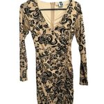 Windsor Dress Womens Small Floral Bodycon VNeck Ruched LongSleeve Romantic Chic Black Photo 0