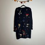 Vintage navy blue flower embroidered long cardigan sweater Size L Photo 3