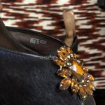 Yellow Box Y2K Glamour Evening Brown Black Gold Genuine Leather Jewel Fur Hair Kitten Heel Shoes Pumps Sandal Mules Open Peep Toe #whimsygoth #prom #dinner #evening #formal Size 7.5  Photo 3