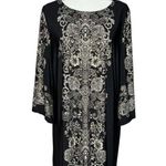 Sandra Darren Dress L Shift Knee Length Black Stretch Flare Sleeve Career Office Photo 0