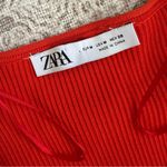 ZARA Red Cropped Ribbed Knit Cardigan Photo 4