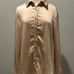 Princess Polly Vintage Vibes Satin Champag button up long sleevee shirt Size 10 Photo 0