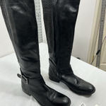 Clarks Womans Riding Boots 9.5M Black Full Zip Round Toe Buckle Strap Accent Photo 0