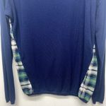 Skies Are Blue  Bohemian Navy Blue Plaid Women's Pullover Sweater Size Medium Photo 3