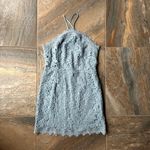 J.O.A. Lace Halter Fitted Sheath Mini Dress Dusty Shale Blue Size Large Photo 2