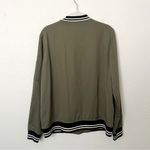 Harlowe $ Graham [Harlowe & Graham] Olive Green Striped Cuff Zip Up Bomber Jacket Size Medium M Photo 1