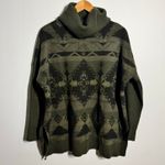 Ralph Lauren Polo Wool Cashmere Aztec Sweater Women Green Black L Tunic Western Photo 1