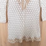 Solitaire  Womens Lace Crochet Top Size M Ivory Sheer Boho Cottage Beach Festival Photo 2