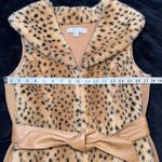 Luxury Faux Leopard Print Vest with Leather Belt Trim Sleeveless Winter Fashion Tan Size XS Photo 1
