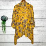 Patrons of Peace  Mustard Yellow Boho Floral Kimono Shawl Cover-Up Top Size Small Photo 5