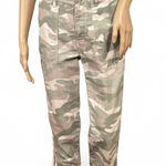 MOTHER Denim NWOT! Mother Linen Blend Tux Stripe Camo Capri Pants Size 28 Raw Hem Tux Stripes Photo 0