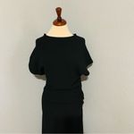 ZARA  New Black Long Round Neck Draped Short Sleeves Dress with Slit Size L Photo 9