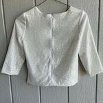 Camilyn Beth Sequin Allover Blouse 3/4 Sleeve in White Bridal Size 4 Photo 3