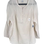 Old Navy NWT  Women's‎ Puff Sleeve Henley Tunic Blouse Off White Size Large Photo 0