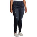 Terra & Sky Plus Skinny High Rise Destructed Jegging Navy Jeans Size 26W Photo 1