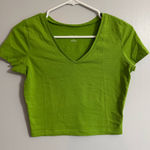 Wild Fable  Bright Green V-Neck Crop Top Size Medium Photo 0