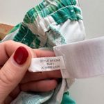 J.Crew Women's Size 6 Green White Leaf Print Linen Blend Elastic Waist Pants Photo 4