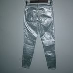 J Brand J. Brand Alana 25 Y2K High Rise Silver Messaline Cigarette Pants Photo 3