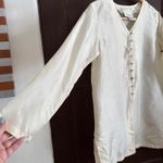 90s Vintage CHRISTINA | Cream Lightweight Silk Taffeta Tunic Top Extra Small Size XS Photo 4