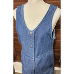 Expressions Womens Jumper Denim Maxi Dress sz 12 button front Pockets Prairie Blue Photo 1