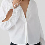 Pilcro and the Letterpress Pilcro Drawstring Poplin Blouse Size M Photo 0