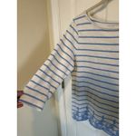 Talbots  3/4 Sleeve Striped Nautical Top Size Medium Wide Neck Embroidered Travel Photo 4