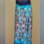 Bisou Bisou Geometric Orange Blues White tribal Colorful Sun Dress Maxi… Photo 4