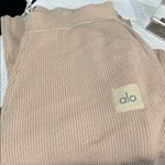 Alo Yoga  Salana Knit High Waist Wide Leg Ribbed Pants Macadamia XS $168 Photo 4