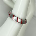 Clear Silver Red Striped Plastic Ring Size 7.25 Photo 8