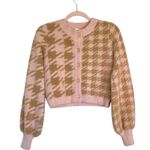 For Love & Lemons Cher Cardigan Valentine Pink Tan XS Clueless Preppy Academia Photo 2