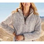 Altar'd State Sherpa Fleece Pullover Ivory Brown Size Medium | Cozy Quarter Zip Photo 0