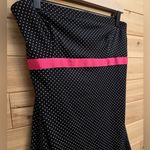 Heart Moon Star Y2K Size Medium Strapless Black White Polka Dot Midi Dress Photo 1