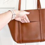 Henny and Lev Vegan Leather Danielle Tote Bag in Cognac Tan Photo 4