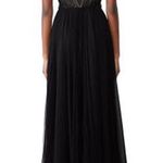 Badgley Mischka Black pleated Tulle Chiffon V-neck Gown size 2 Photo 1