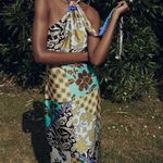 ZARA dress maxi Multicolor Halter printed satin effect casual wedding party Photo 3