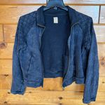 ZARA  Trafaluc Navy Blue Distressed Zip-up Jacket Photo 1