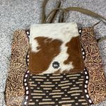 Myra Bag Unisex Brown Embossed Leather & Cowhide Backpack Medium Photo 0