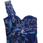 Rickie Freeman Teri Jon Formal One Shoulder Silk Beaded Maxi Dress Size 6 Blue Photo 6