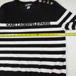 Karl Lagerfeld Paris Striped Knit Sweater Embellished Shoulders Sz M Black White Size M Photo 7