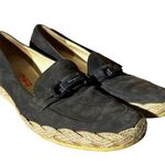 Salvatore Ferragamo  Espadrilles Flat Shoes Slip On Suede Leather Black 8 Photo 0