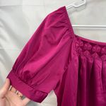 Bob Mackie Vintage Studio women's pink textured puff sleeve stretch tunic top S Photo 1